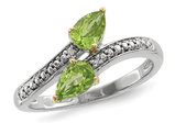9/10 Carats (ctw) Marquise Green Peridot Ring in Sterling Silver